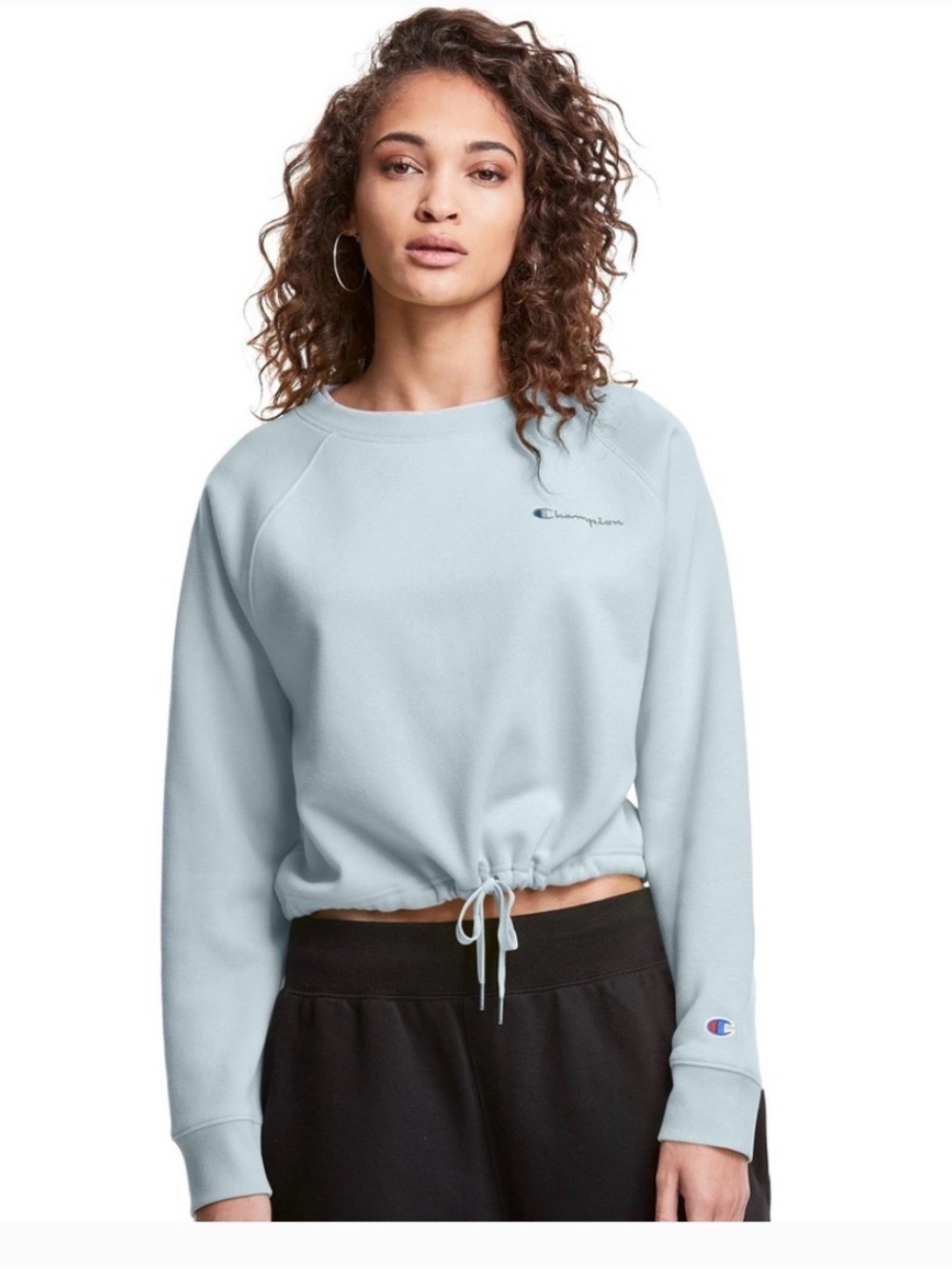 Champion Women’s Pale Blue Drawstring Crop Sweatshirt